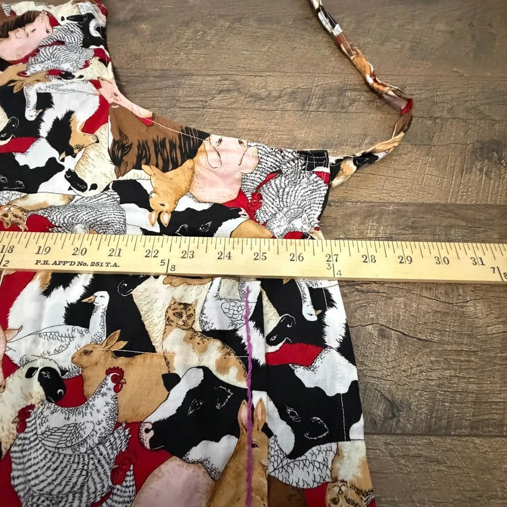 Handmade‎ Farm Animal Print Apron Multicolor with Purple Thread